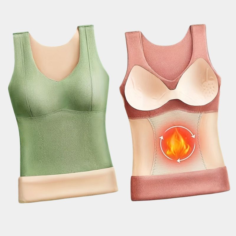  Gleame.-Lingerie-Gleame top - slank thermisch hemd met ronde hals en kant