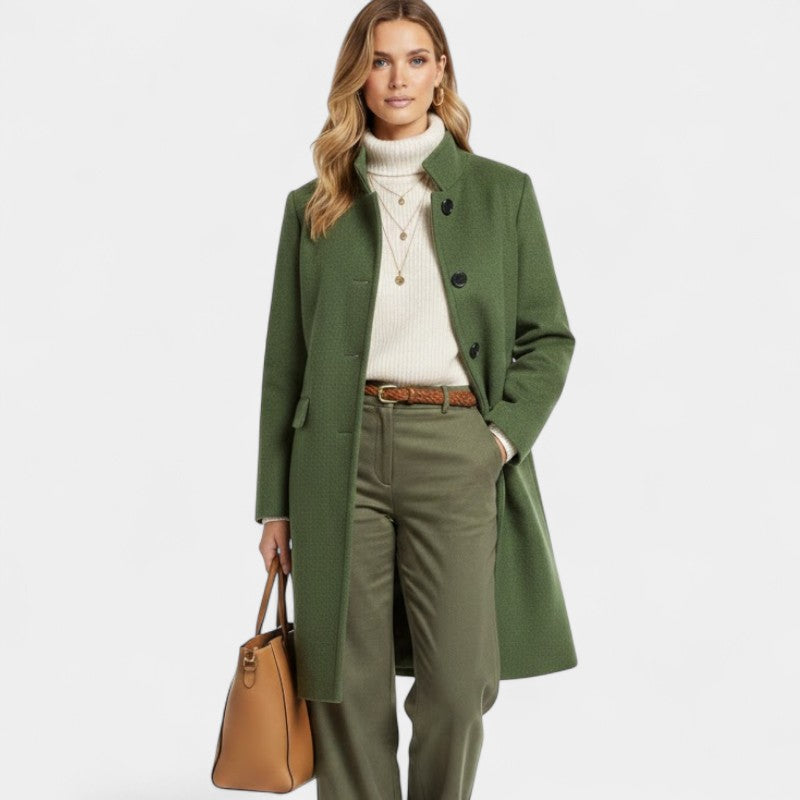 Gleame.-Mantel-Gleame | Dames Wol Mantel – Klassieke Lange Jas met Knoopsluiting