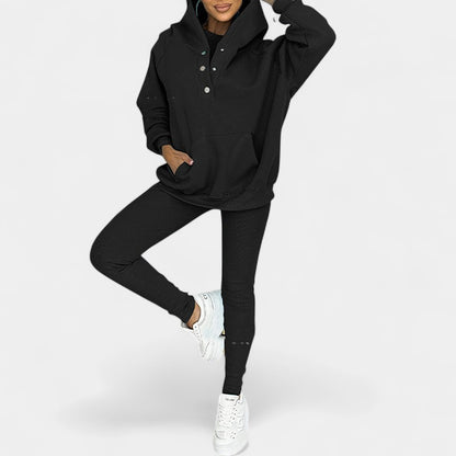 Gleame.-Outfit Sets-Gleame Dames Loungewear Set – Zachte set met capuchontrui en legging