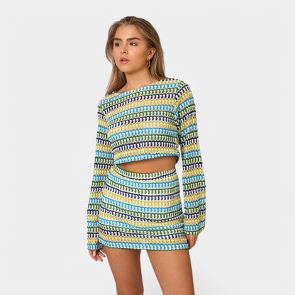 Gleame.-Outfit Sets-Gleame Rok - Gestreepte rok met kleurrijke print