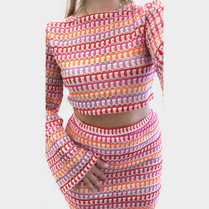 Gleame.-Outfit Sets-Gleame Rok - Gestreepte rok met kleurrijke print