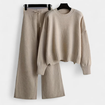 Gleame.-Outfit sets-Gleame Dames Set – Casual set met trui en wijde broek