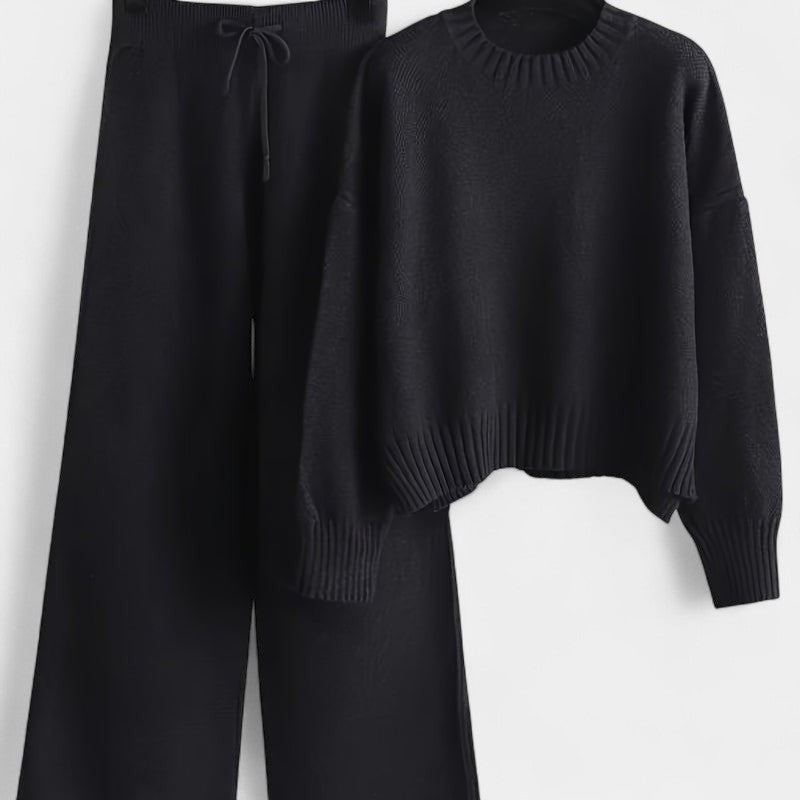 Gleame.-Outfit sets-Gleame Dames Set – Casual set met trui en wijde broek