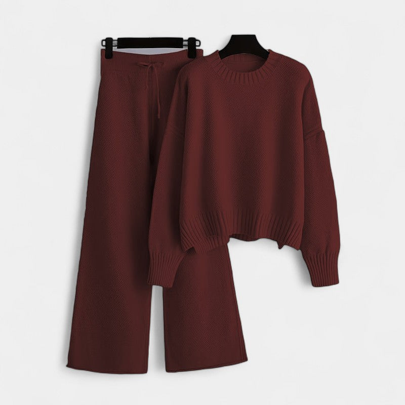 Gleame.-Outfit sets-Gleame Dames Set – Casual set met trui en wijde broek