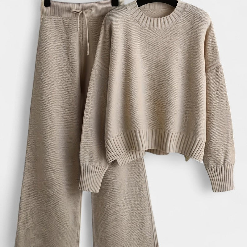 Gleame.-Outfit sets-Gleame Dames Set – Casual set met trui en wijde broek