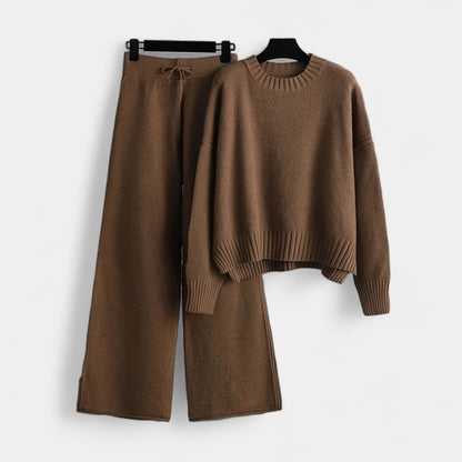 Gleame.-Outfit sets-Gleame Dames Set – Casual set met trui en wijde broek
