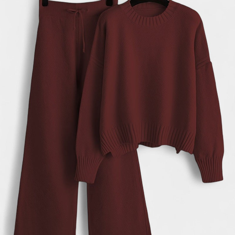 Gleame.-Outfit sets-Gleame Dames Set – Casual set met trui en wijde broek