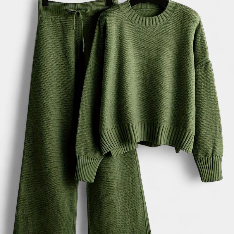 Gleame.-Outfit sets-Gleame Dames Set – Casual set met trui en wijde broek