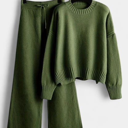 Gleame.-Outfit sets-Gleame Dames Set – Casual set met trui en wijde broek