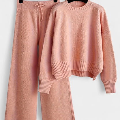 Gleame.-Outfit sets-Gleame Dames Set – Casual set met trui en wijde broek