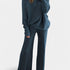 Gleame.-Outfit sets-Gleame Dames Set – Comfortabele set met off-shoulder trui en wijde broek