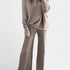 Gleame.-Outfit sets-Gleame Dames Set – Comfortabele set met off-shoulder trui en wijde broek