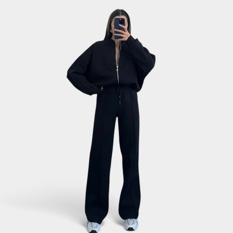 Gleame.-Outfit sets-Gleame Outfitset - Twee-delig joggingpak met vest en wijde broek