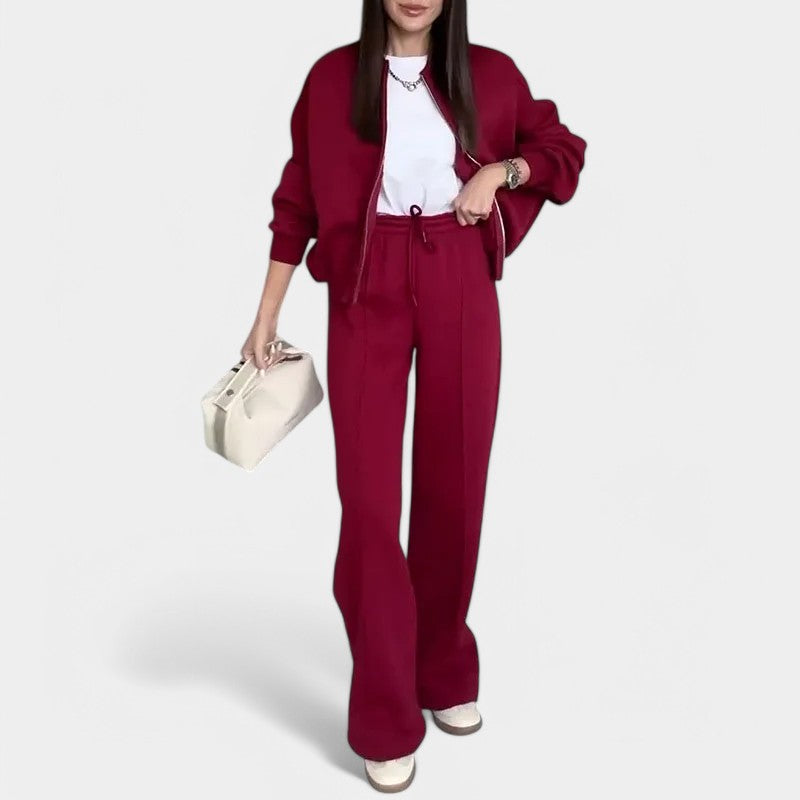Gleame.-Outfit sets-Gleame Outfitset - Twee-delig joggingpak met vest en wijde broek