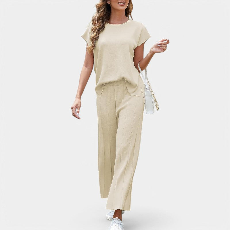 Gleame.-Outfit sets-Gleame Set - Elegante mouwloze vest met wijde broek