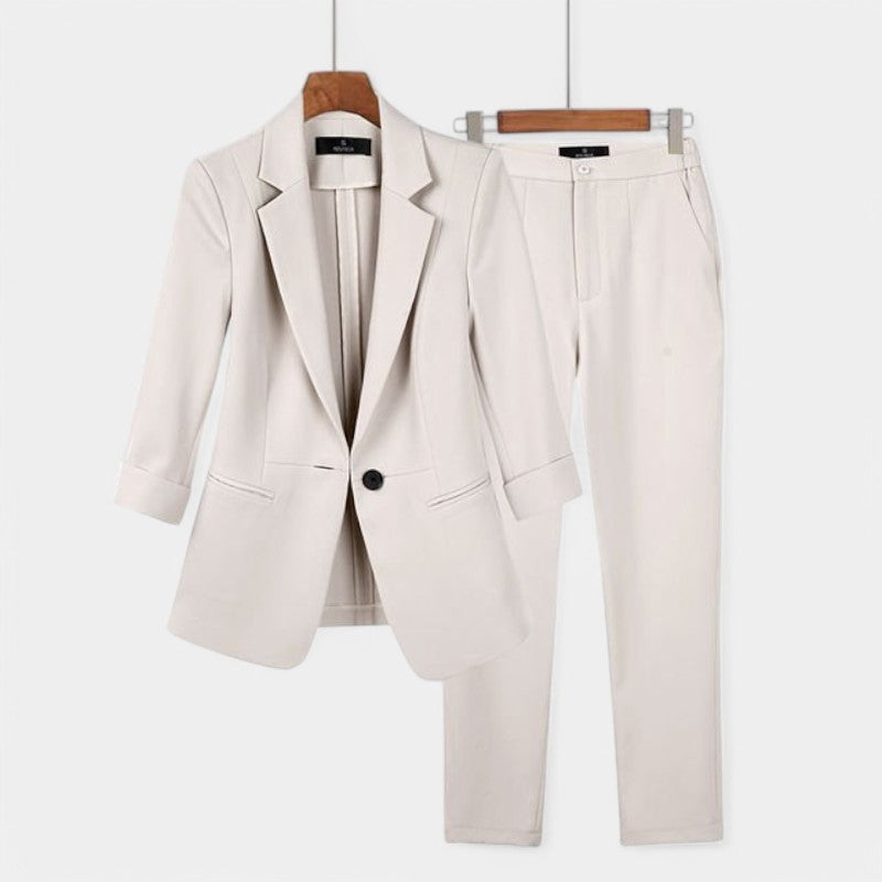 Gleame.-Outfit sets-Gleame Set - Professionele blazer en broek voor casual stijl