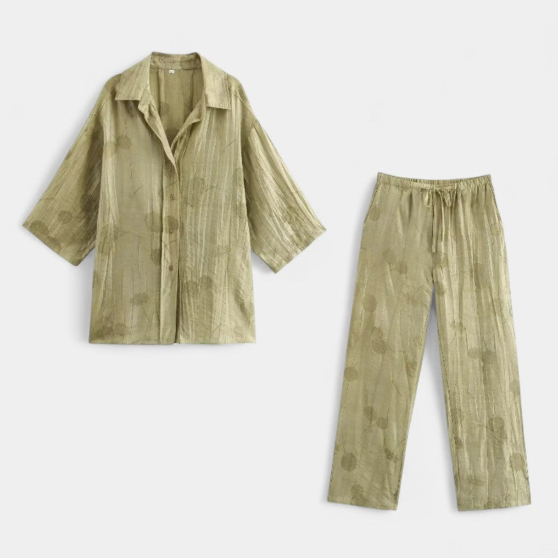 Gleame.-Outfit sets-Gleame Shirt en broek - Losse shirt met korte mouwen en elastieke taille