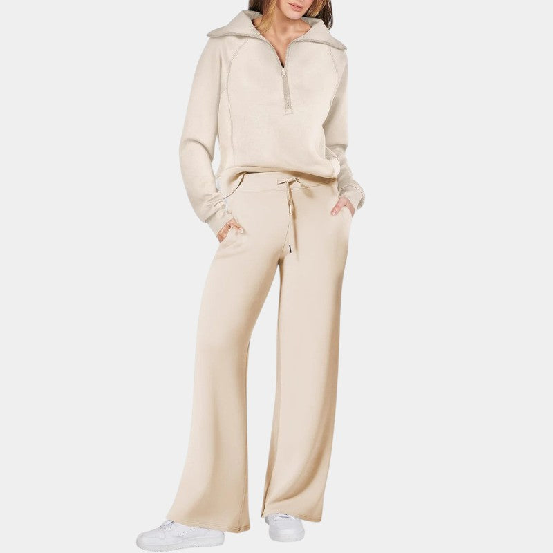 Gleame.-Outfit sets-Gleame Trainingspak - Elegant rits-trainingspak met cropped top, hoodie en tweedelige set voor dames