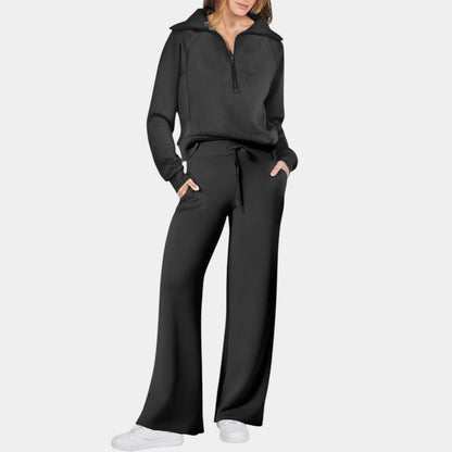 Gleame.-Outfit sets-Gleame Trainingspak - Elegant rits-trainingspak met cropped top, hoodie en tweedelige set voor dames