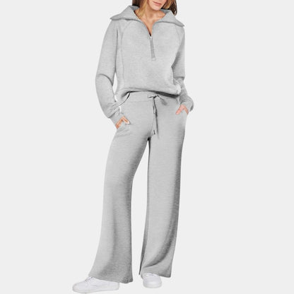 Gleame.-Outfit sets-Gleame Trainingspak - Elegant rits-trainingspak met cropped top, hoodie en tweedelige set voor dames