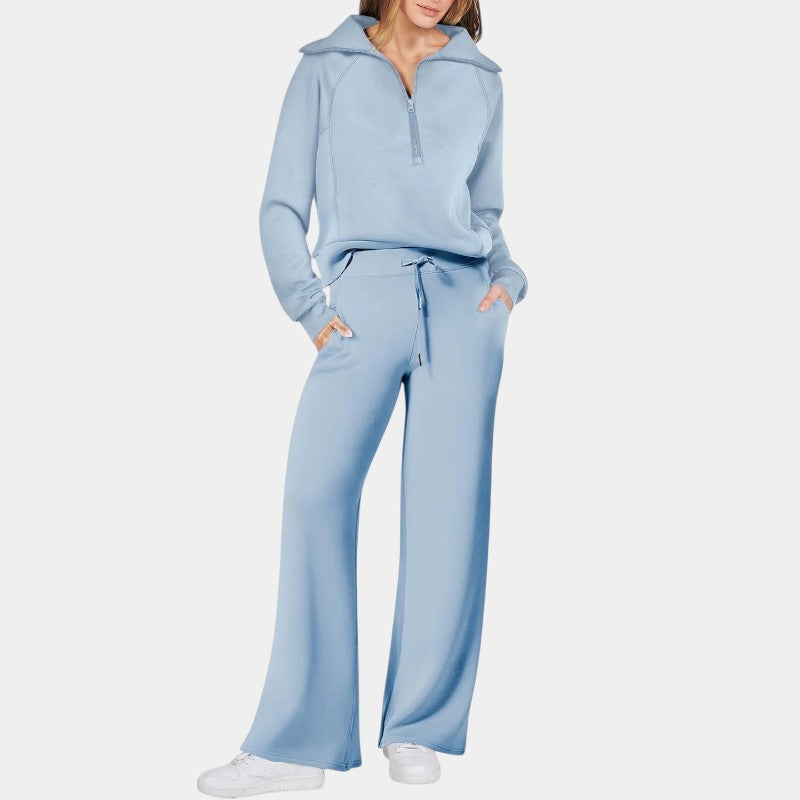 Gleame.-Outfit sets-Gleame Trainingspak - Elegant rits-trainingspak met cropped top, hoodie en tweedelige set voor dames