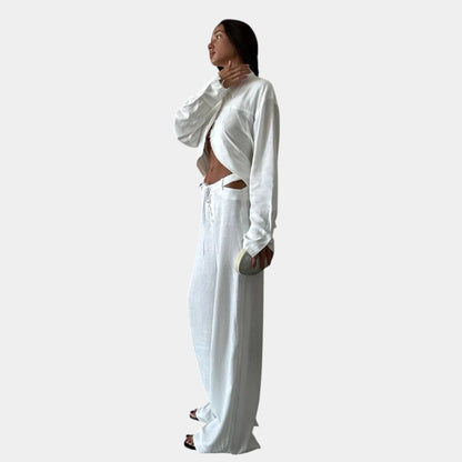  Gleame.-Outfit sets-Gleame Tweedelige Outfit Set - Unieke blouse en broek met wijde pijpen