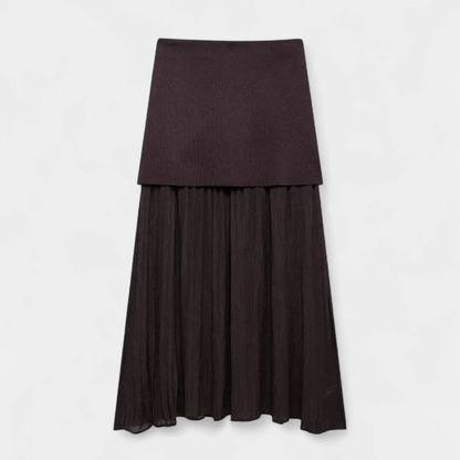 Gleame Tweedelige Outfit Set - Vrouwelijke set van lange rok en gilet