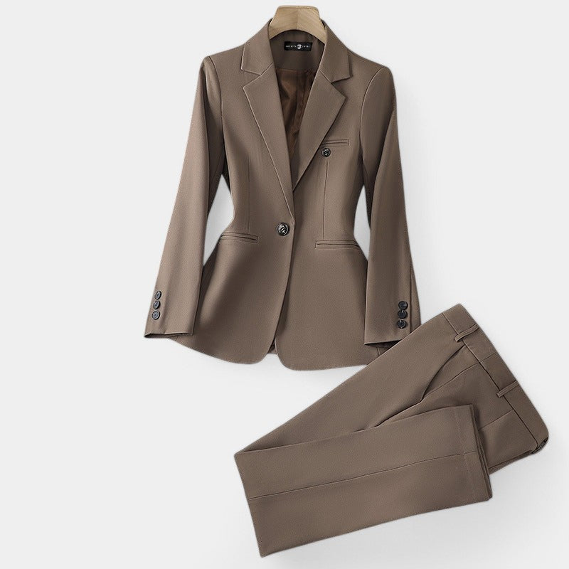 Gleame.-Outfit sets-Gleame Tweedelige set - Elegante blazer en pantalon set voor een verfijnde uitstraling