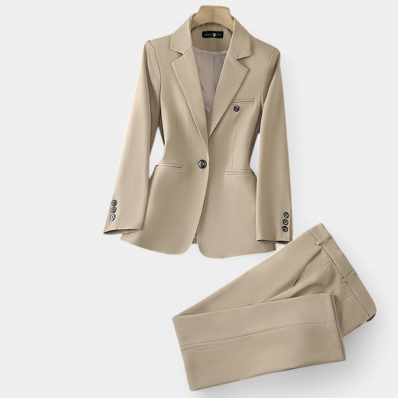 Gleame.-Outfit sets-Gleame Tweedelige set - Elegante blazer en pantalon set voor een verfijnde uitstraling