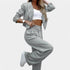 Gleame.-Outfit sets-Gleame dames pak - Cropped blazer met streepdessin en wijde broek