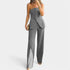 Gleame.-Outfit sets-Gleame pantalonpak - Strapless bustier top met wijde broek