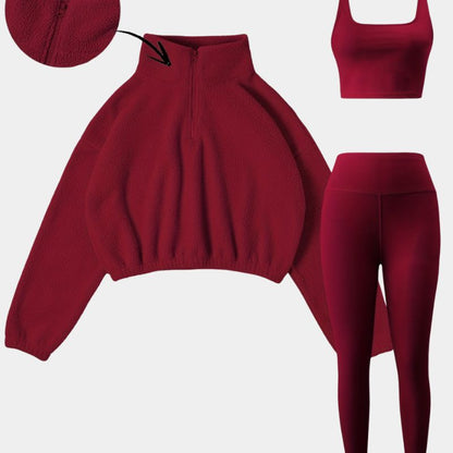  Gleame.-Outfit sets-Gleame set - elastische set met halve rits en skinny broek