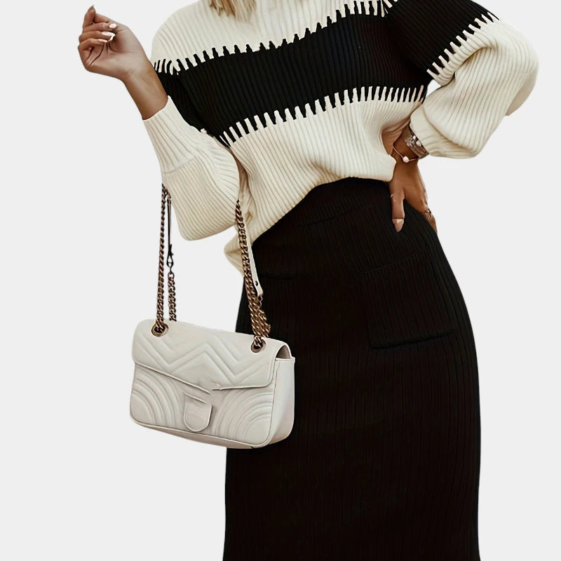  Gleame.-Outfit sets-Gleame trui set: tweedelige outfit met lange mouwen en rok