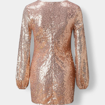 Gleame Korte Jurk met lange mouwen - Elegante glitterjurk voor speciale gelegenheden