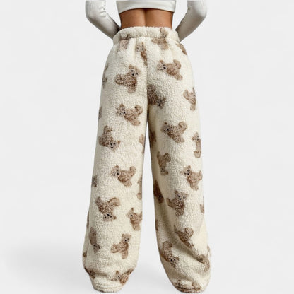 Gleame.-Pyjama-Gleame broek - Casual broek met berenprint en wijde pijpen