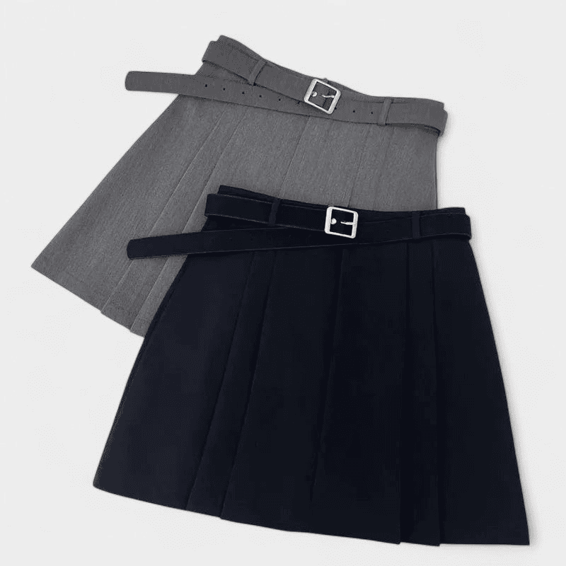 Gleame Rok - Vrouwelijke grijze of zwarte mini rok met hoge taille