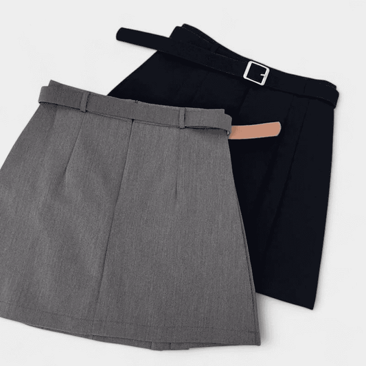 Gleame Rok - Vrouwelijke grijze of zwarte mini rok met hoge taille