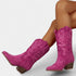 Gleame.-Schoenen-Gleame Dameslaarzen - Cowboylaarzen met chunky hak en stijlvolle details