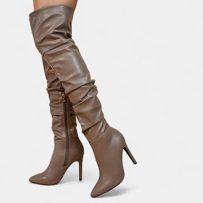 Gleame.-Schoenen-Gleame Dameslaarzen - Hoge laarzen met hoge hak en ritssluiting aan de zijkant