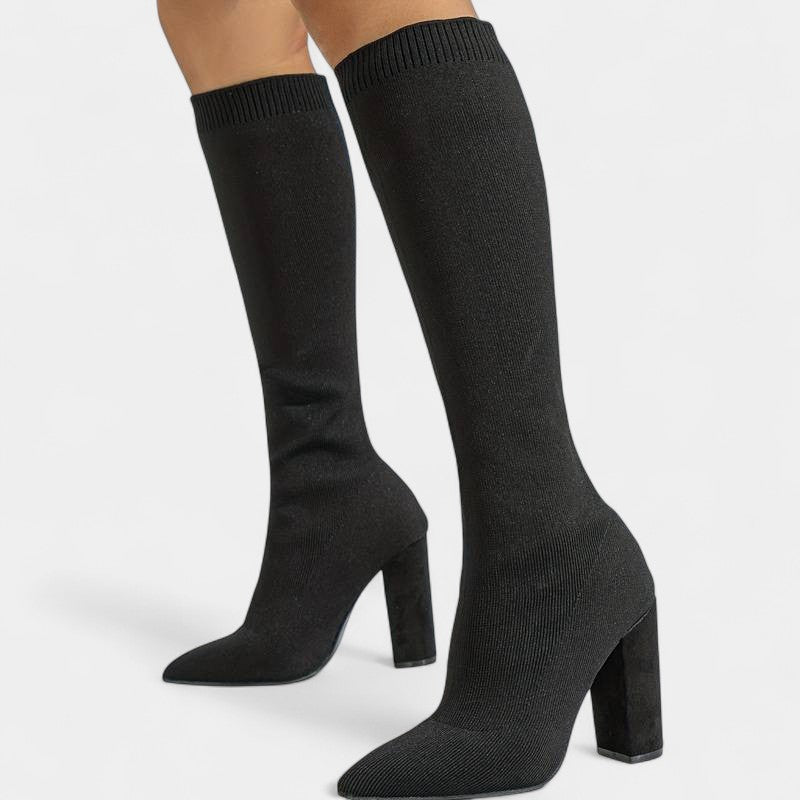 Gleame.-Schoenen-Gleame Dameslaarzen - Kniehoge laarzen met stretch en blokhak