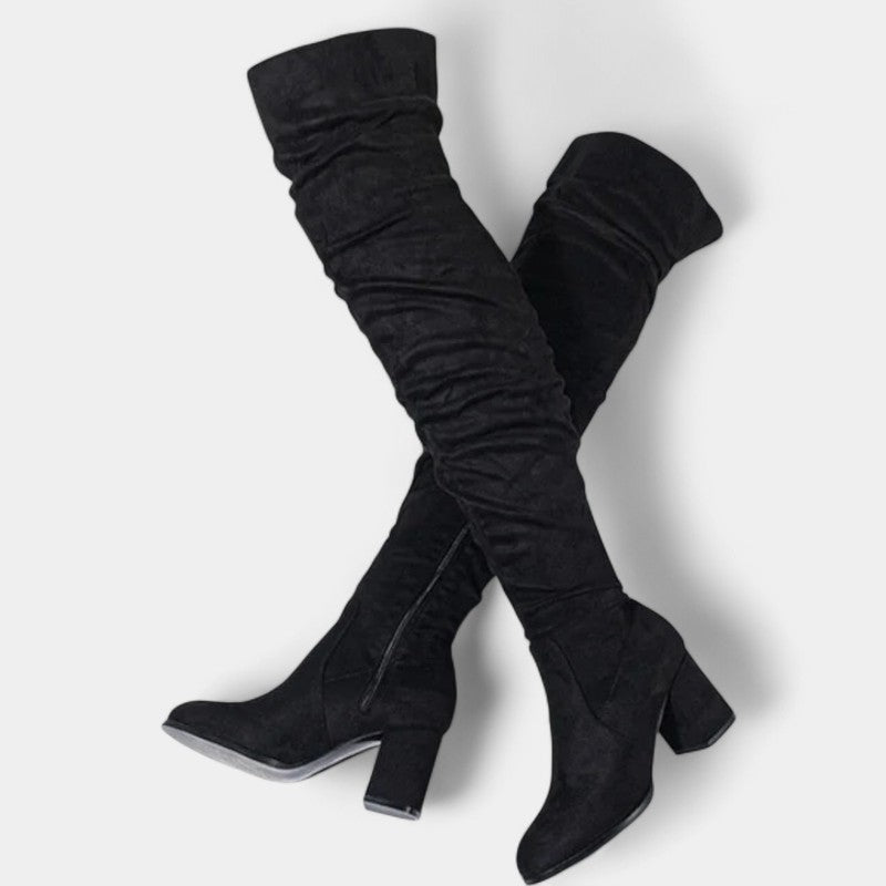 Gleame.-Schoenen-Gleame Dameslaarzen - Overknee laarzen met blokhak en ritssluiting