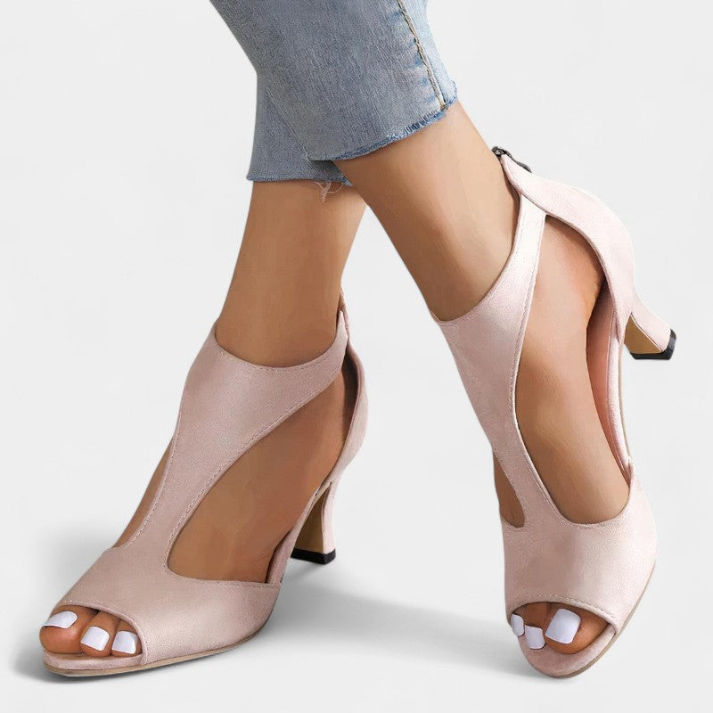 Gleame.-Schoenen-Gleame Sandalen - Dames met rits en hoge hakken