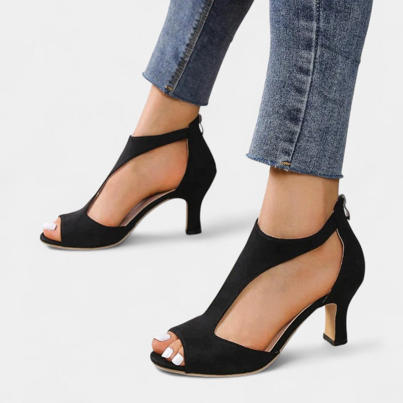 Gleame.-Schoenen-Gleame Sandalen - Dames met rits en hoge hakken