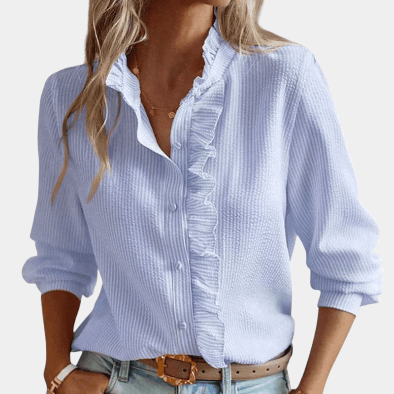 Gleame.-Shirts &amp; Tops-Gleame Blouse - Elegante dames blouse met lange mouwen en ruches