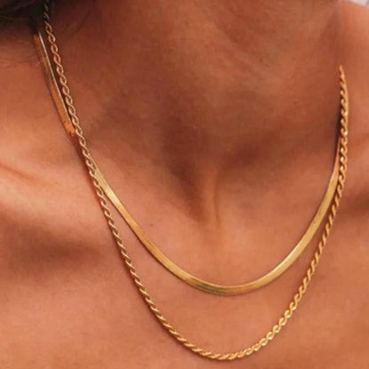 Gleame.-Sieraden-Gleame Ketting - Dubbele gelaagde ketting in goud
