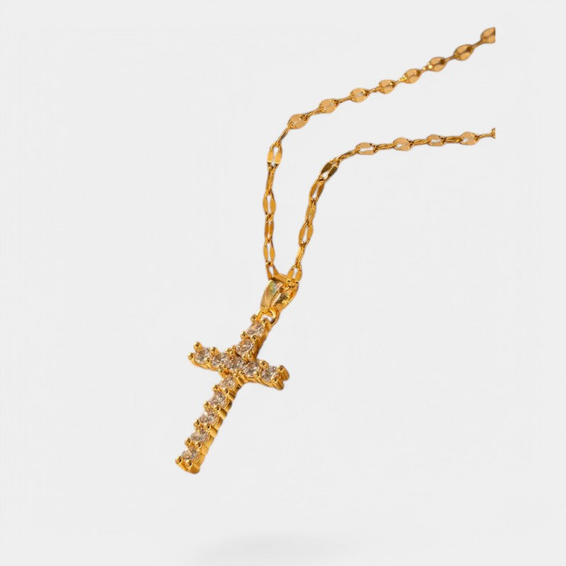 Gleame.-Sieraden-Gleame Ketting - zirconia kruis ketting in goud voor een elegante uitstraling