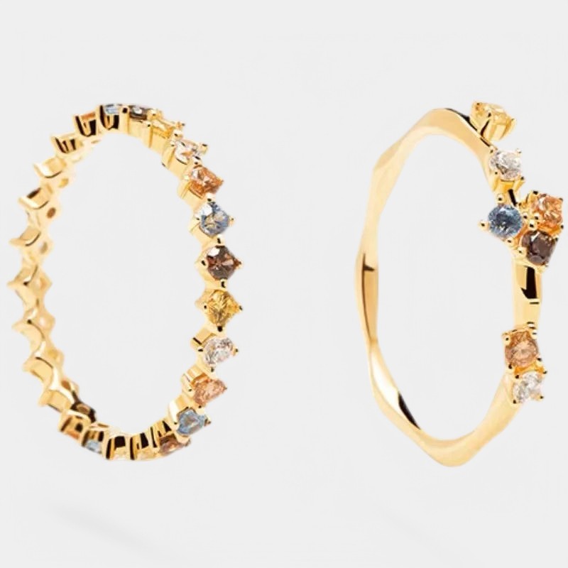 Gleame.-Sieraden-Gleame Ring - 925 sterling zilveren ring met gekleurde steentjes