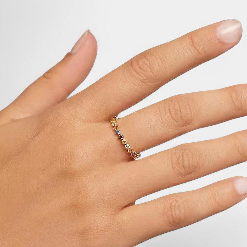 Gleame.-Sieraden-Gleame Ring - 925 sterling zilveren ring met gekleurde steentjes