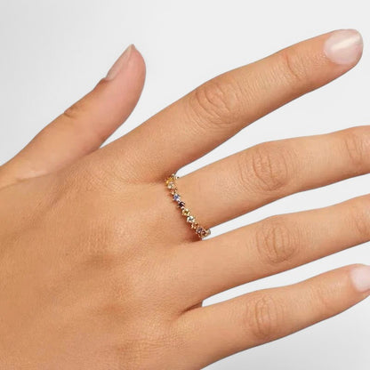 Gleame.-Sieraden-Gleame Ring - 925 sterling zilveren ring met gekleurde steentjes