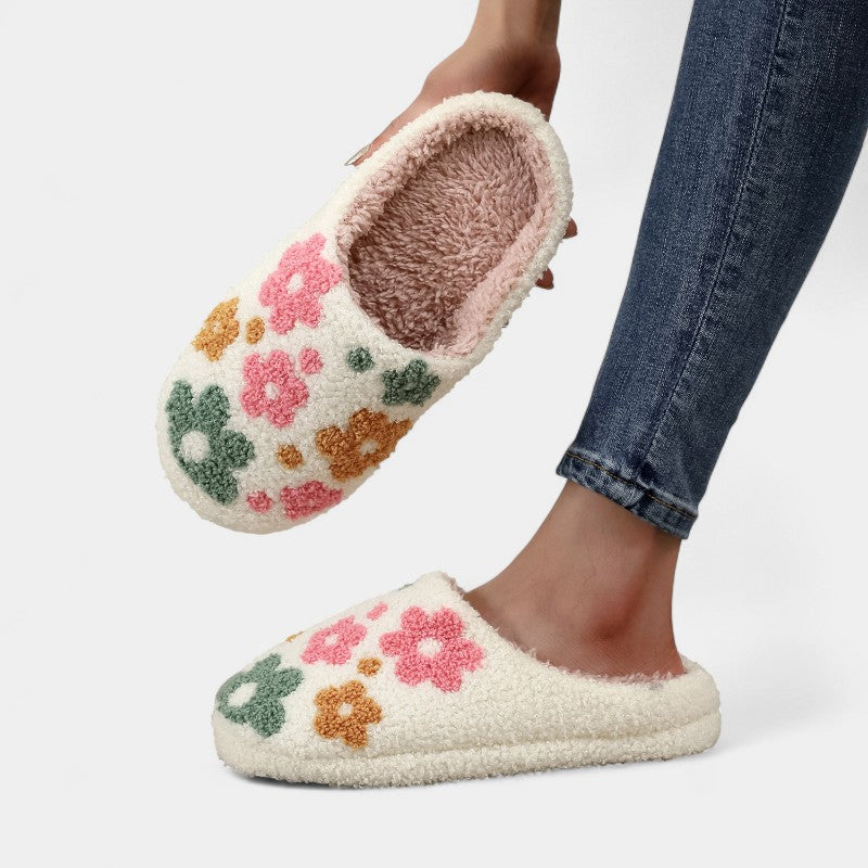 Gleame.-Sloffen-Gleame Dames Pantoffels - Gezellige sloffen met geborduurd bloemendesign